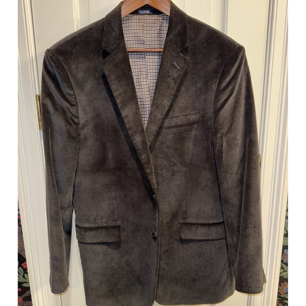 Saddlebred Blazer Men 40R Two Button Cotton Gray Corduroy Sport Coat Jacket